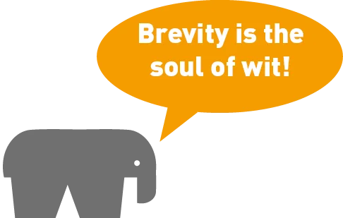 The RAMPAfant with a speech bubble saying about the short RAMPA type E insert in HPL: "Brevity is the soul of wit!"