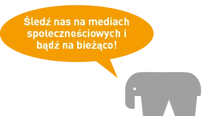 The RAMPAfant with a speech bubble promoting RAMPA's social media channels: "Follow us on social media and stay up to date!"